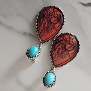 Silver and Turquoise Floral Earrings